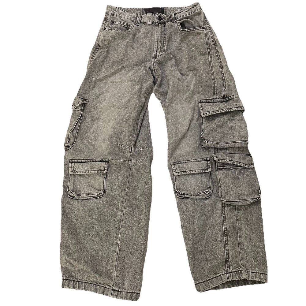 Love for Humanity Jeans Womens 27 Gray Cargo Acid Washed Y2K Grunge Retro Denim